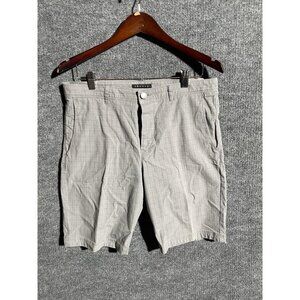 Theory Shorts Mens 32 Gray Check Chino Lightweight Stretch Regular Fit